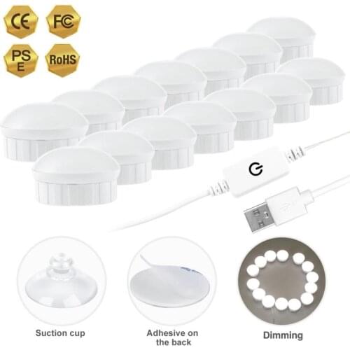 Makeup Mirror Light Led Touch Dimming Vanity Dressing Table Lamp Bulb USB 5V Hollywood Make Up Mirror Wall Lamp Home Decoration