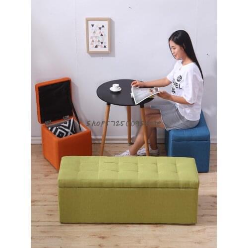 Cloth Art Shoes Changing Stool Shoe Cabinet Can Sit Shoes Wearing Stool Household Sofa Rectangular Storage Fitting Room Bench Be