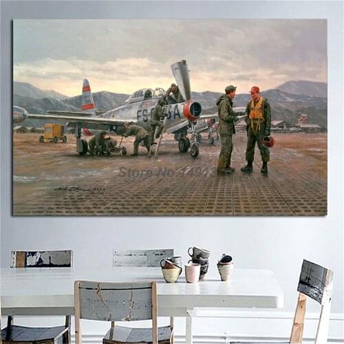 USAF F-84 Thunderjet History War Poster Paintings On Canvas Modern Art Decorative Wall Pictures Home Decoration