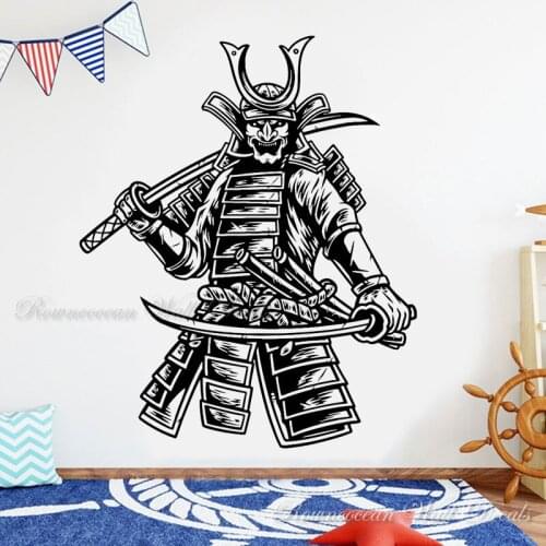 Modern Vinyl Wall Stickers Japanese Samurai Home Decoration Boys Room Teens Bedroom Dorm Decals Removable Mural Wallpaper S277