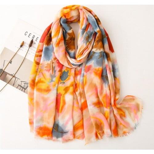 Yishine 2021 Dye Tie Printing Big Size Beach Shawl Eyelash Tassel Fashion Women Scarf Summer Headwrap