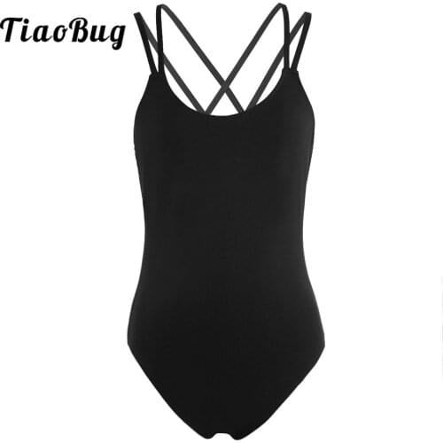 Dancer Leotard Cross Back Dual Shoulder Straps Ballet Leotards for Girls and Women Gymnastics Black Body Suit