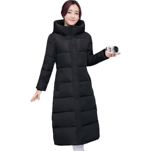 Winter Womens Parkas New Hooded Cotton-padded Jacket Long Over-the-knee Padded Outwear Korean Plus size down Cotton Coat A74