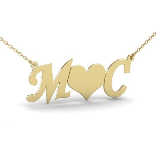2021 Fashion Custom Stainless Steel Name Heart Necklace For Women Personalized Letter Pendant Gold Choker Necklaces Gift
