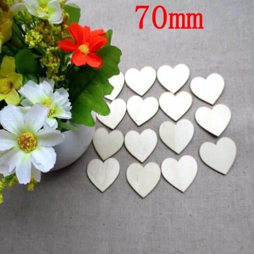 24pcs/lot) Blank unfinished wooden heart crafts supplies laser cut rustic wood wedding rings ornaments 70mm 1154