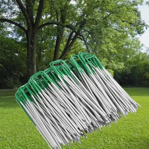 25/50PCS Garden U-shaped nails Artificial Grass Turf U Pins Metal Galvanised Pegs Staple Hot-Dip Galvanizing Garden Accessories