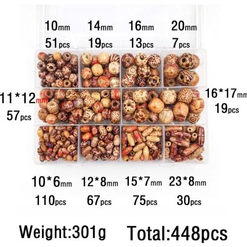 448pcs/Set DIY Handmade Pattern Beaded Toy with Accessory Set Creative 10 Grid Wood Loose Bead Spacer For Charm Bracelet Jewelry