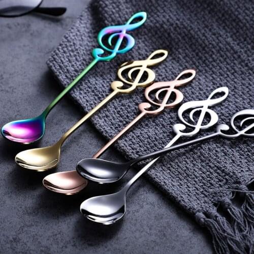5 pcs/lot Stainless Steel Spoon Coffee decorative teaspoons music spoon stainless steel dessert spoons