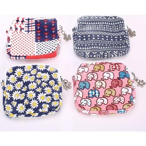 60PCS / LO Women Mini Purse Cotton Printing Coin Purse Zero Wallet Girl Cute Small Storage Bag