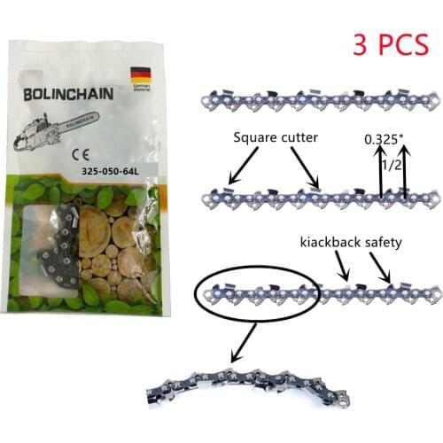 3 pcs of 0.325" 1.3mm 64DL chainsaw chain with kickback safety fit ECHO,DOLMAR,HUSQVARNA,JONSERED,MAKITA,PARTNER,PIONEER,SOLO
