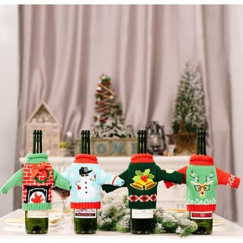 Merry Christmas Wine Bottle Cover Christmas Decorations For Home 2021 Xmas Navidad Noel Gifts Cristmas Ornament New Year 2022
