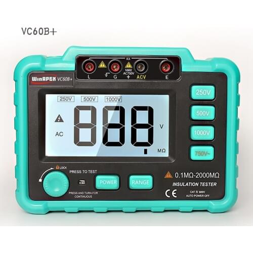 Digital Insulation Resistance Meter VC60B+Megohm Megohmmeter Earth Ground Resistance Impedance Tester Short Circuit DC250V/1000V