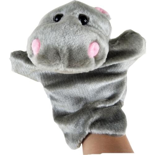 BOLAFYNIA Children Hand Puppet Toys infant baby kid plush Stuffed Toy for Christmas birthday gift grey hippo