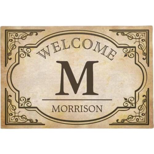 Elegant and Classic Vintage Look Monogram Initials Doormat Non Slip Entrance Indoor Outdoor Welcome Door Mat 30"x18"
