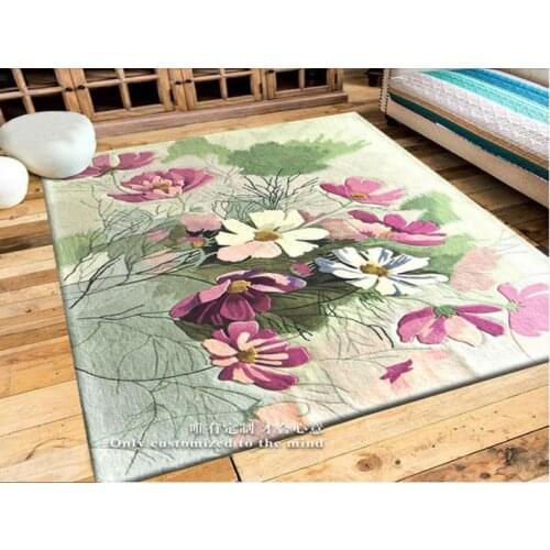 European and American 100% Wool Floral carpet for Living Room Bedroom Hallway Corridor Fashion Floral Modern Pattern Carpets