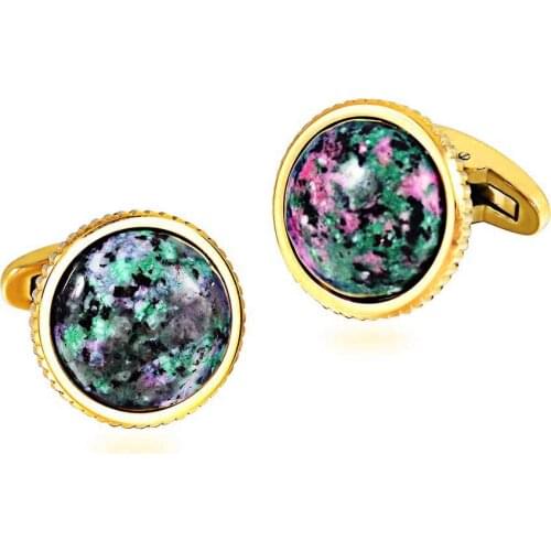 Violet chaos flower silver green Casting Serrated stainless steel 316L cufflinks for Tuxedo Business Formal Shirts one pairs