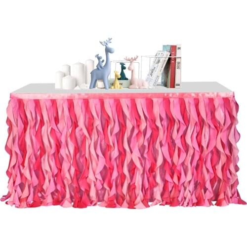 HobbyLane Gauze Table Skirt Curly Willow Shape with Magic Sticker Table Decoration for Wedding Party