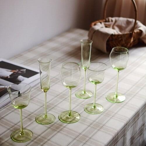 Crystal glass red wine glass fruit green champagne glass exquisite small tasting wine glass goblet cocktail glass