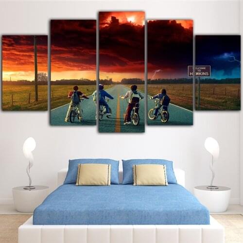 Wall Painting 5 Piece Stranger Things Picture Movie Posters Canvas Art For Living Room Home Decoration Tableau Prints Poster
