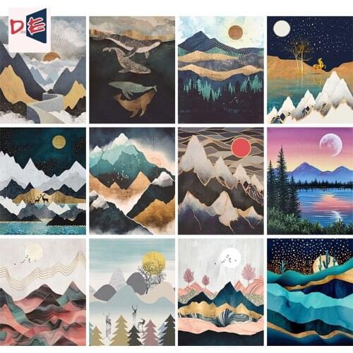 【DROFE】DIY Oil Painting By Number Sunrise 40x50cm Picture By Numbers Mountain Landscape Paint Canvas Coloring Hand Painted Gift