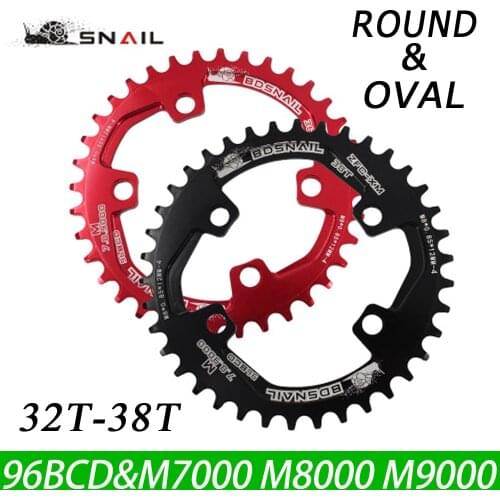 SNAIL New Round Oval 96BCD Chainring MTB Mountain 96BCD bike 32T 34T 36T 38T crankset Tooth plate Parts for M7000 M8000 M9000