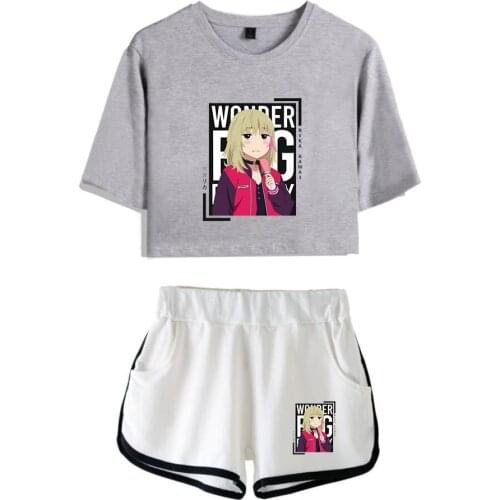 2021 Manga Wonder Egg Priority Two Piece Set Men Women Set Pullovers Summer Short Sleeve Crop Top + Pants Harajuku Clothes