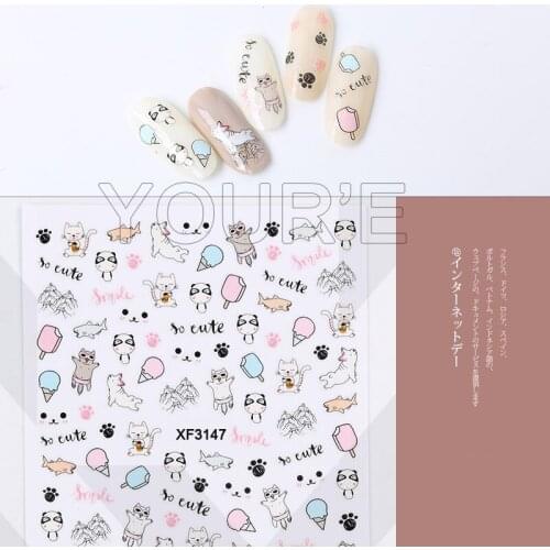 Summer Nail Decals So Cute Cat Dog Sticker Self-adhesive DIY Sticker Decals Snake Manicure Nail Art Decals Design Decoration