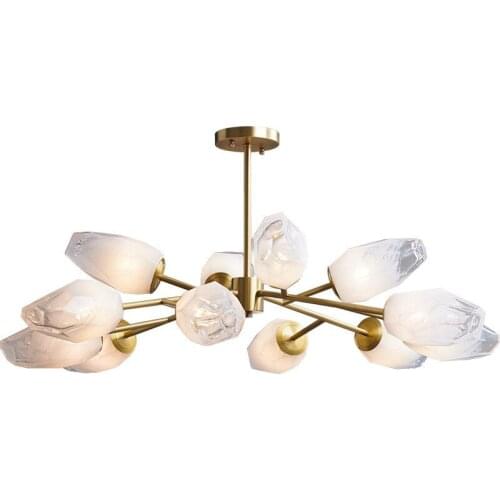 New Nordic Decor Chandeliers LED G9 Lamp Glass Lampshade Copper Lamp Body For Living Room Lights Bedroom Home Decor AC85-265V