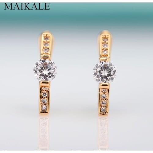 MAIKALE New Arrivals Single Row Micro-wax Inlay Natural Zircon Long Earrings For Women Rose Gold Simple Exquisite Jewelry Gift