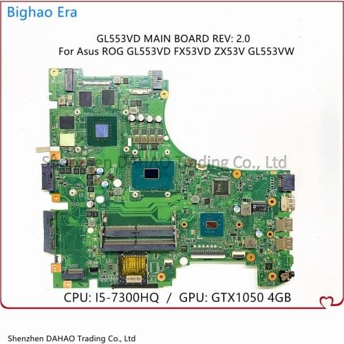 GL553VD MAIN BOARD For Asus ROG GL553VD FX53VD ZX53V GL553VW Laptop motherboard With i5-7300HQ CPU GTX1050 4G-GPU 100% Full Test