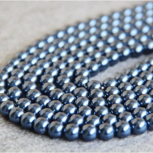 Fashion 8mm Dark Blue Shell Glass Round beads DIY gift for women girl loose beads 15inch 2pc/lot Jewelry making design wholesale