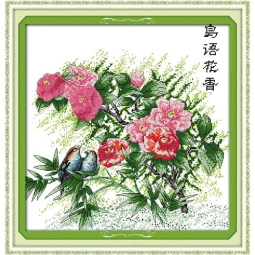 Flowers and birdsong(3) cross stitch kit flower 14ct printed fabric canvas stitching embroidery DIY handmade needlework
