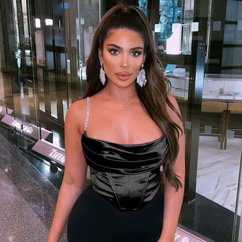 2021 European and American Womens New Sexy Slim Fit Diamond Chain Sling Outer Wear Vest