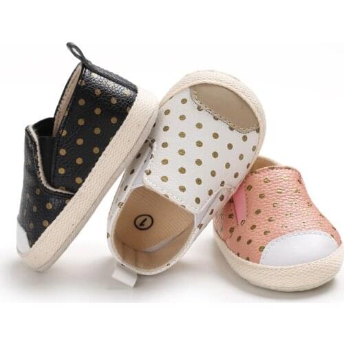 Boy girl baby first walker newborn baby soft bottom non-slip artificial PU dot set foot fashion toddler shoes