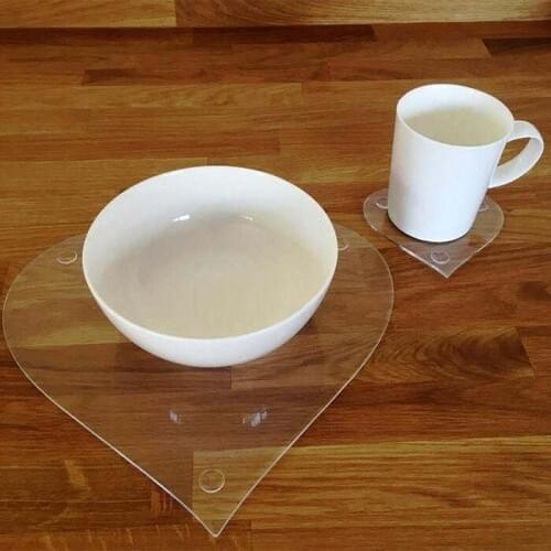 Skidproof Heart Shaped Clear Acrylic Placemats and Coasters for home 2PCS