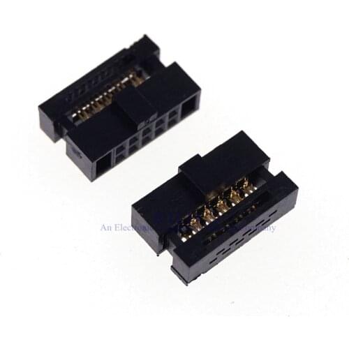 10 pcs 0.050" 1.27mm Pitch 2x5 Pin 10 position IDC FC Female Header Socket Box Header Socket 0.635 mm Flat Cable connector