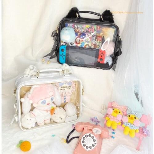 Lolita Cute Hamster Cat Ear Transparent Itabag JK Uniform Dolls Backpack Handbag Soft Girl Shoulder Messenger Bag Cosplay