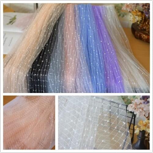 Blue Purple Pink Grey Lace Mesh Dot Jacquard Fabric Tulle Fabric For Dress And Mosquito Net Patchwork Needlework Diy Material