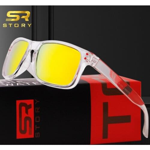 STORY Polarized Sunglasses Rectangle Men Women Sport 2020 Brand Design Transparent Frame Vintage Sun Glasses Shades Male Female
