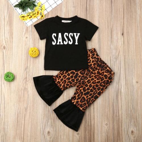 2PCS Toddler Leopard Clothes Tracksuit 0-24M Baby Girls Outfits Set Short Sleeve T-shirt+Pants Set Baby Clothing Baby Sets