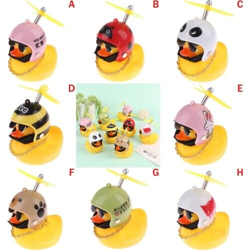 8 types Cute Little Yellow Duck With Helmet Propeller Rubber Windbreaker Duck Car Decoration Kids Baby Toy