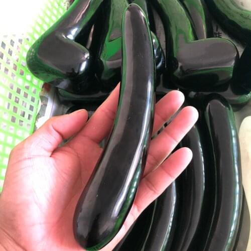 1pcs Natural obsidian crystal curved wand hand-carved crystal gem yoni massage wand healing wand