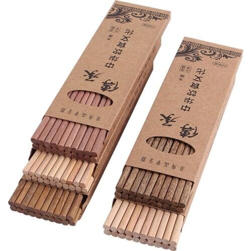 10 Pairs Reusable Chopsticks Set Natural Wooden Bamboo Chinese Chopsticks No Wax Chop Stick Sushi Rice Food Sticks Tableware