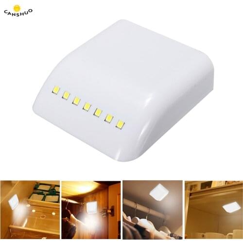 10PCS Led Under Cabinet Light PIR Motion Sensor 7Leds Battery Intelligent Sensor Wardrobe Drawer Bedroom Kitchen Night Lamps