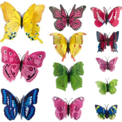 12pcs 3d PVC Wall Stickers Magnet Butterflies DIY Home Decor Poster Bar Bathroom Kitchen Accessories Gadgets Wall Decoration