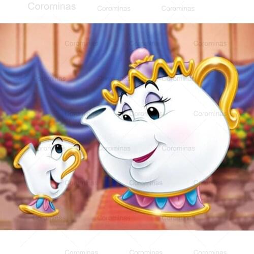 5D Diy Diamond Painting Cartoon Teapot Full Square Round Drill 3D Diamond Embroidery Cross Stitch Mosaic Rhinestones Home Decor