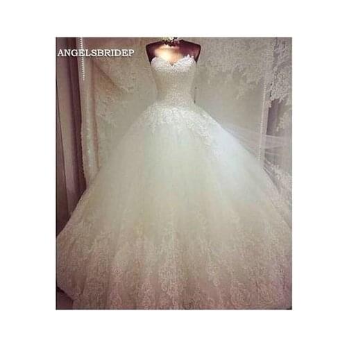 ANGELSBRIDEP Sweetheart Ball Gown Wedding Dresses Bohemian Formal Applique Floor-Length Bridal Gowns