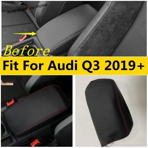 Yimaautotrims For Audi Q3 2019 - 2021 Car Central Control Armrest Storage Box Pad Holster Cover PU Leather Interior Accessory