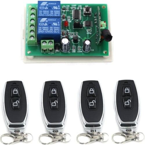 New DC12V 24V 2CH Wireless Remote Control Switch System 4X Transmitter + 1X Receiver Relay Smart House Free Shipping 315/433mhz