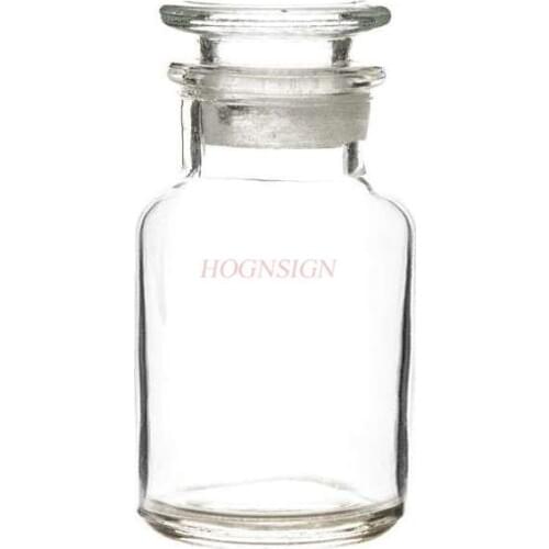 Wide mouth bottle transparent 125ml lead-free sealed glass instrument frosted glass bottle for chemical experiment